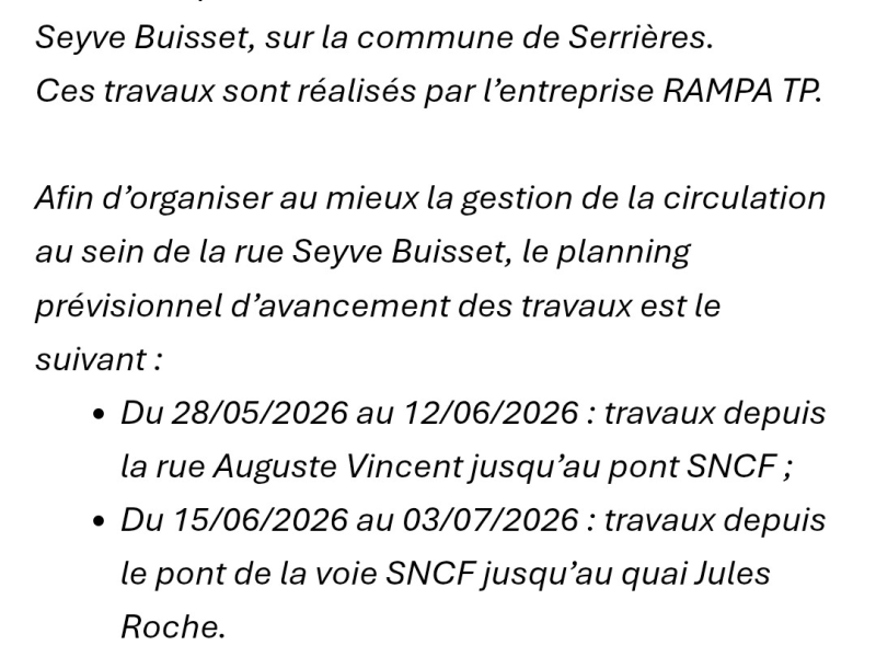 Travaux rue Seyve Buisset