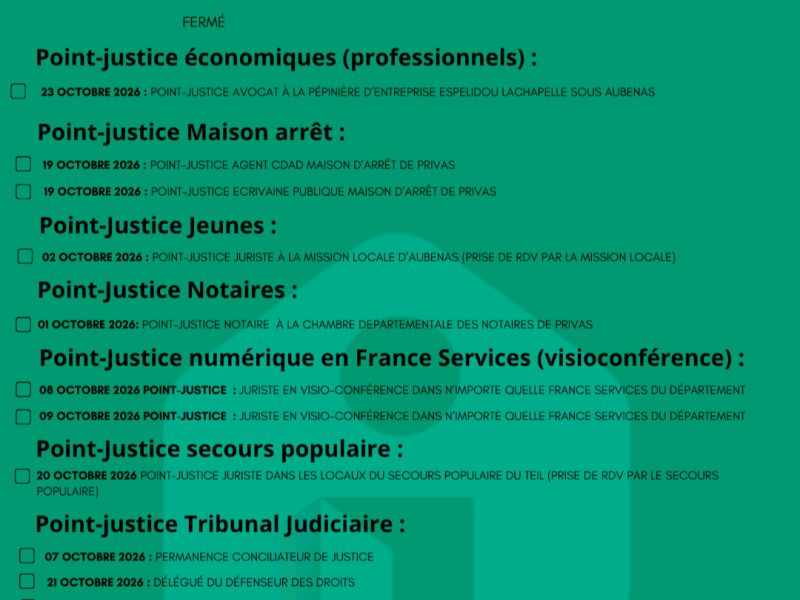 Planning point justice octobre