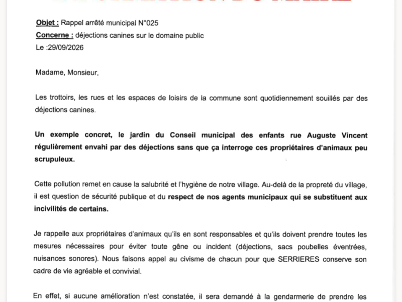 Déjections canines sur voie publique