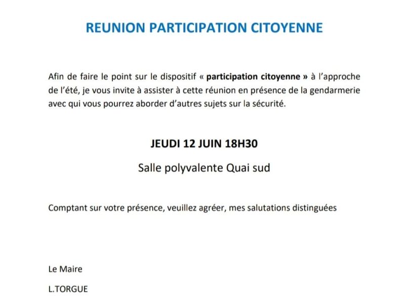 Réunion participation citoyenne