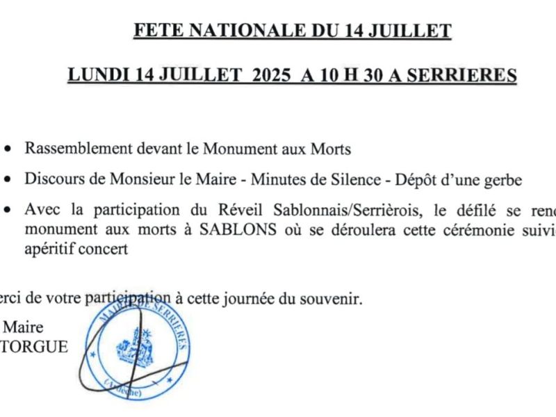 Cérémonie 14 juillet