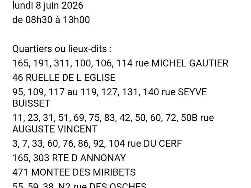 Coupure de courant cause travaux